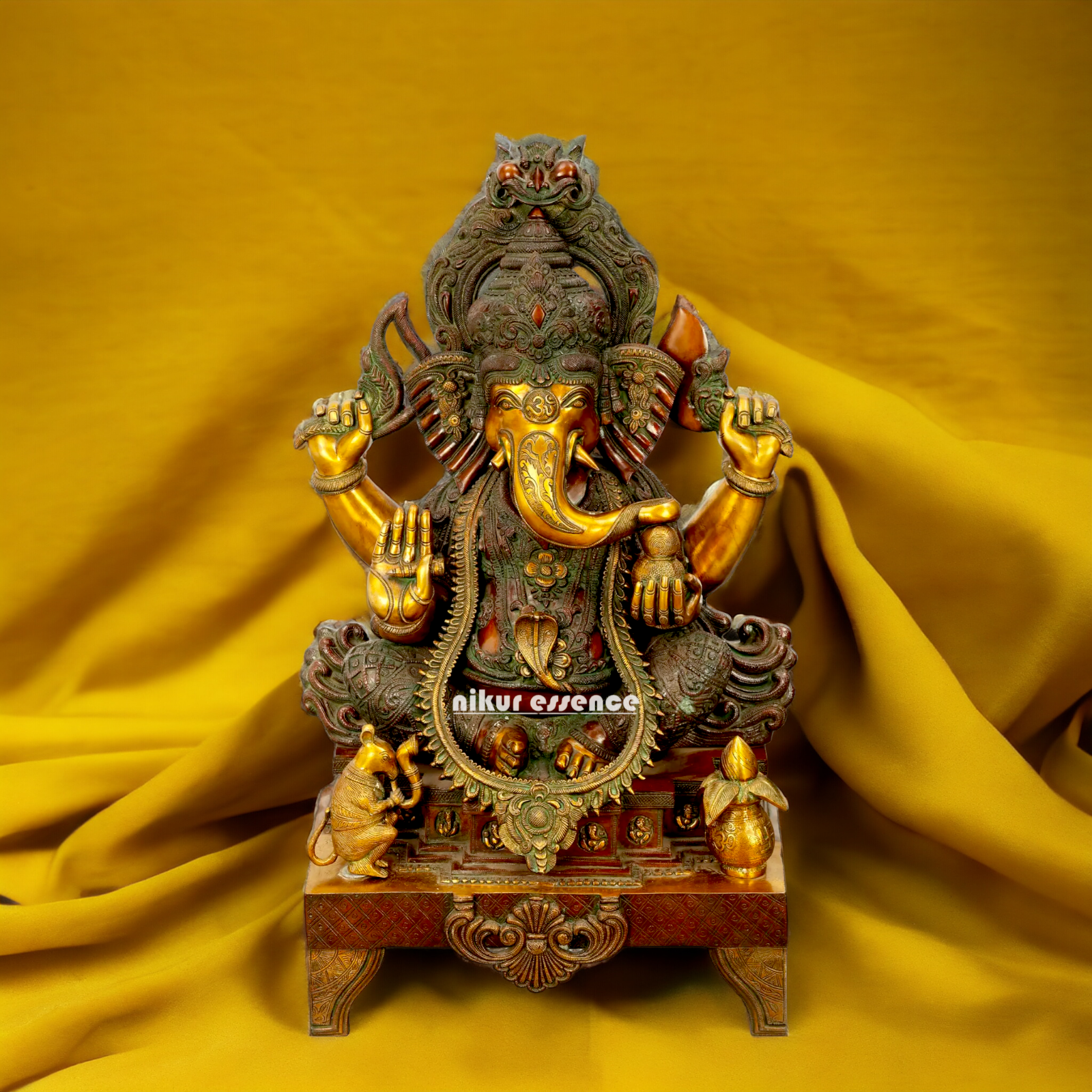 Lord Ganesha Vinayaka Sitting Brass idol - 34 inches