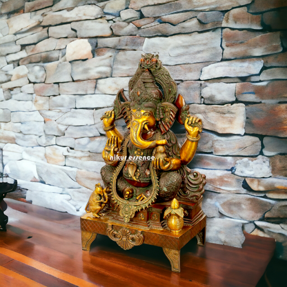 Lord Ganesha Vinayaka Sitting Brass idol - 34 inches