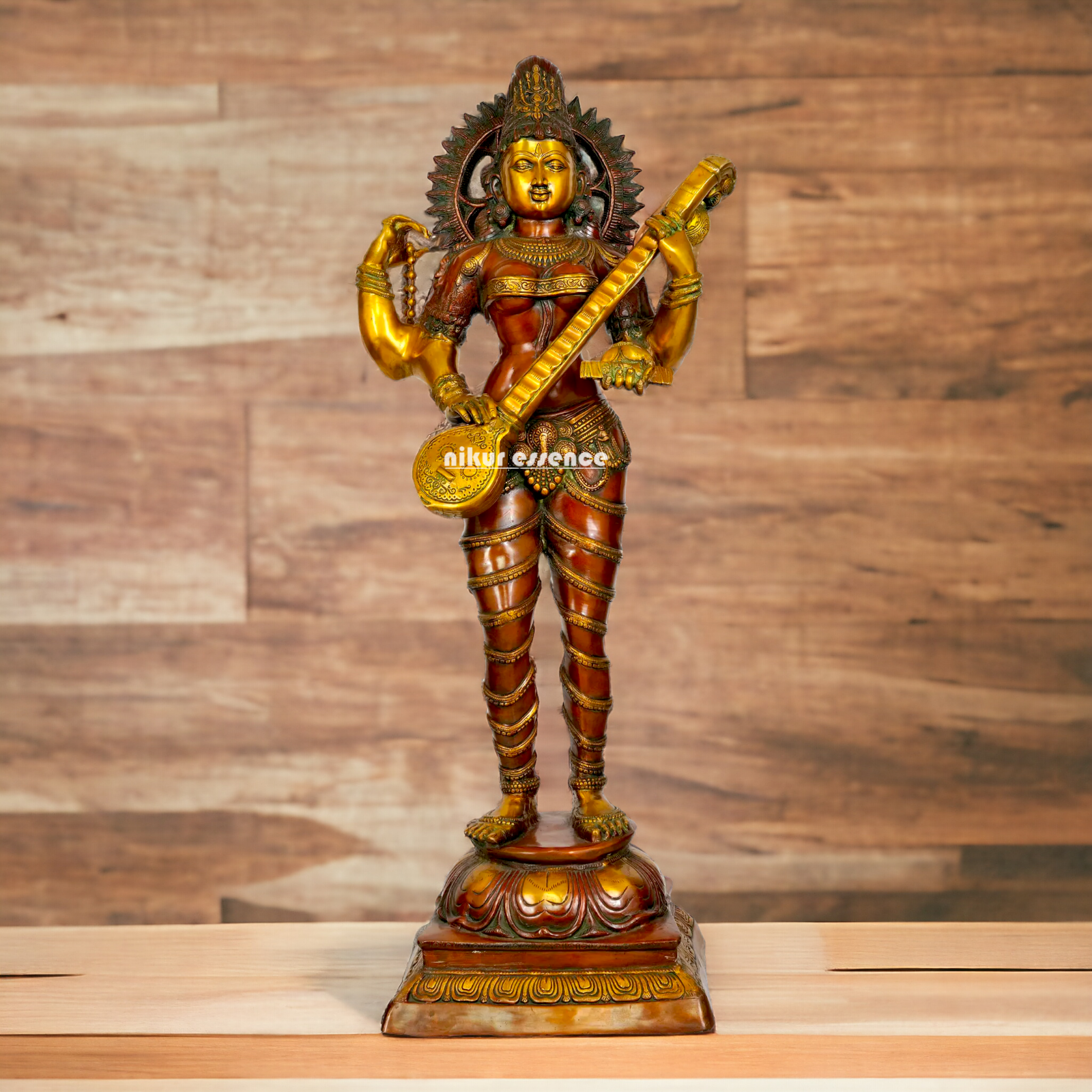 Goddess Saraswati Maa standing With Playing Veena idol - 53.5 inches