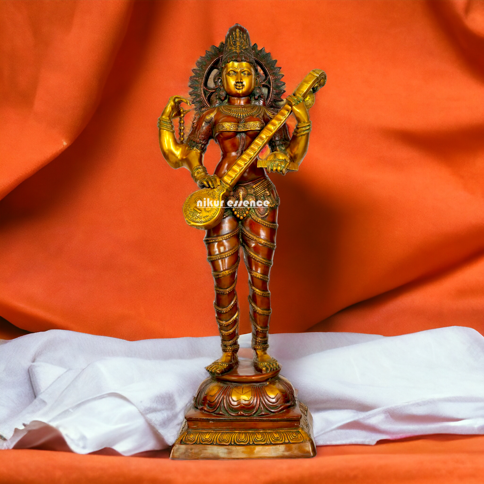 Goddess Saraswati Maa standing With Playing Veena idol - 53.5 inches