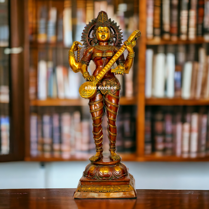 Goddess Saraswati Maa standing With Playing Veena idol - 53.5 inches