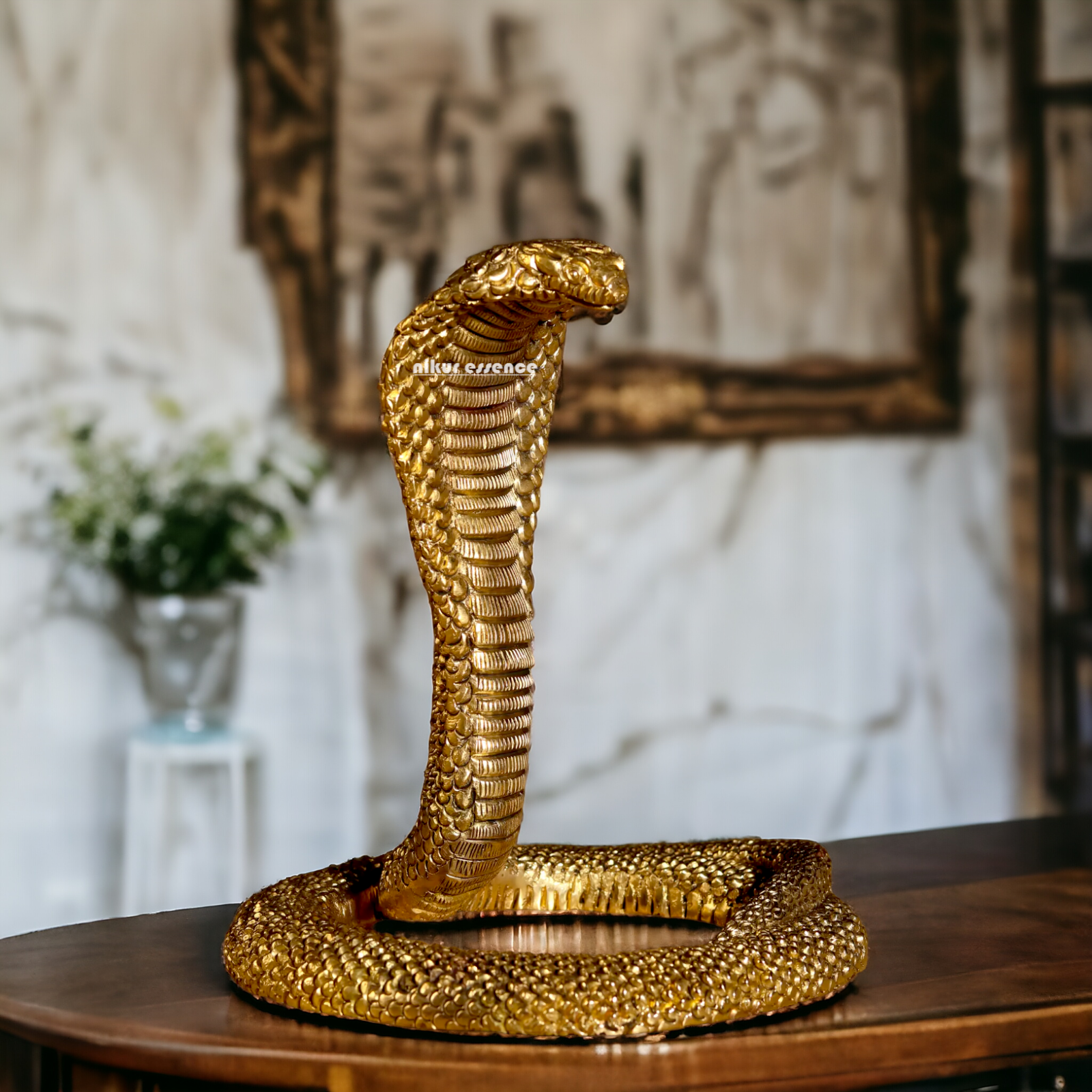 Pure Brass Snake statue - 7.75 inches