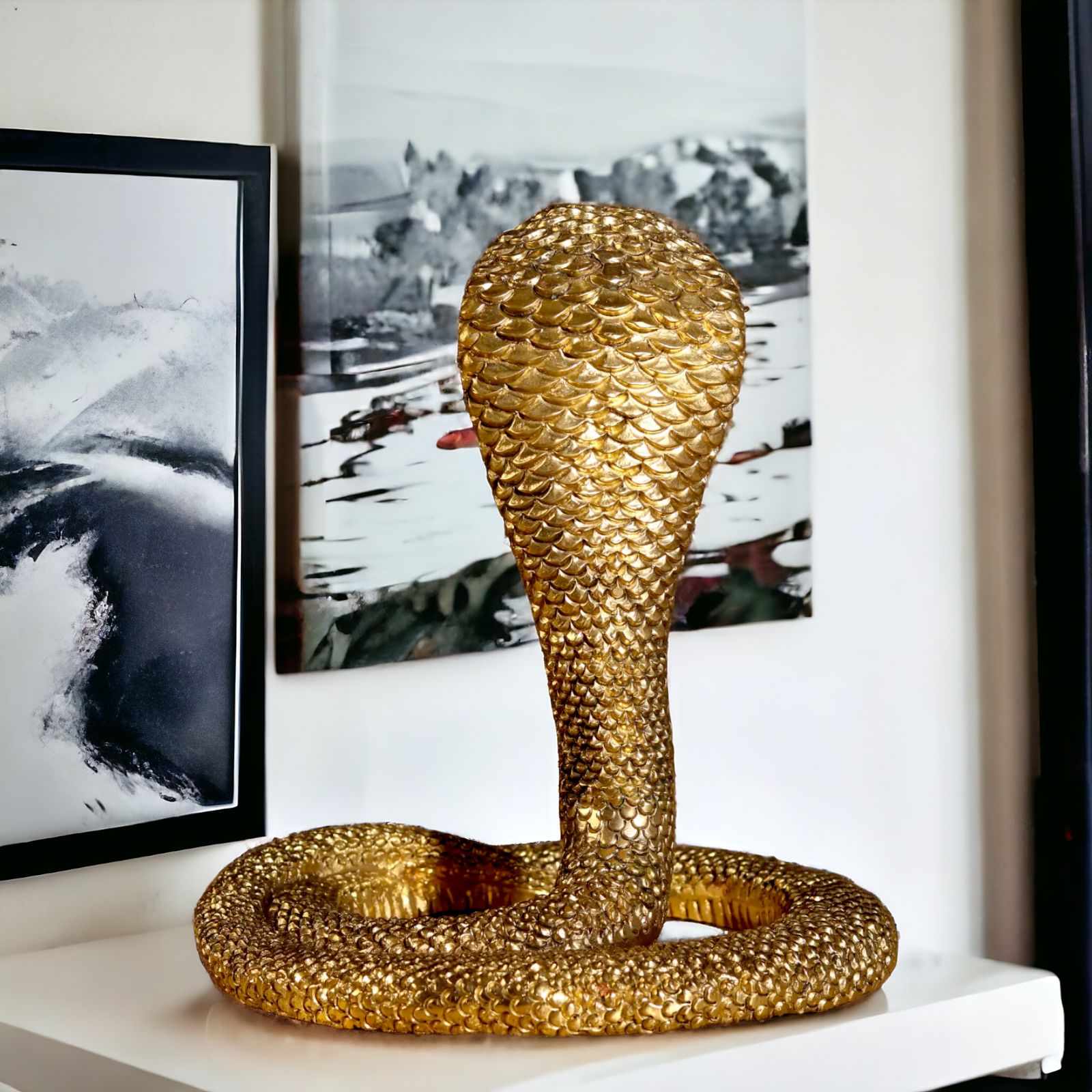 Pure Brass Snake statue - 7.75 inches