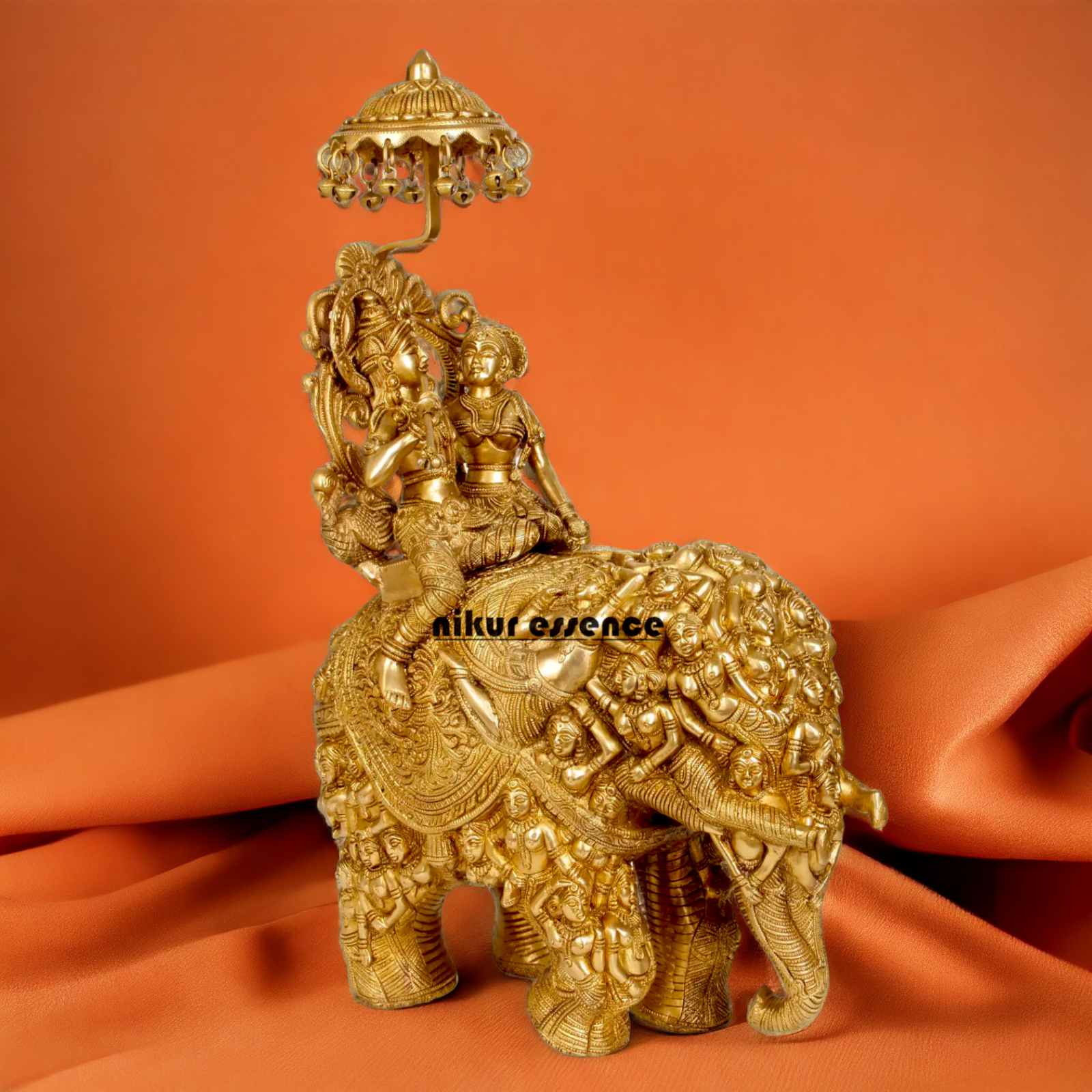 Pure Brass Radha Krishna Riding on Elephant brass statue - 23 inches