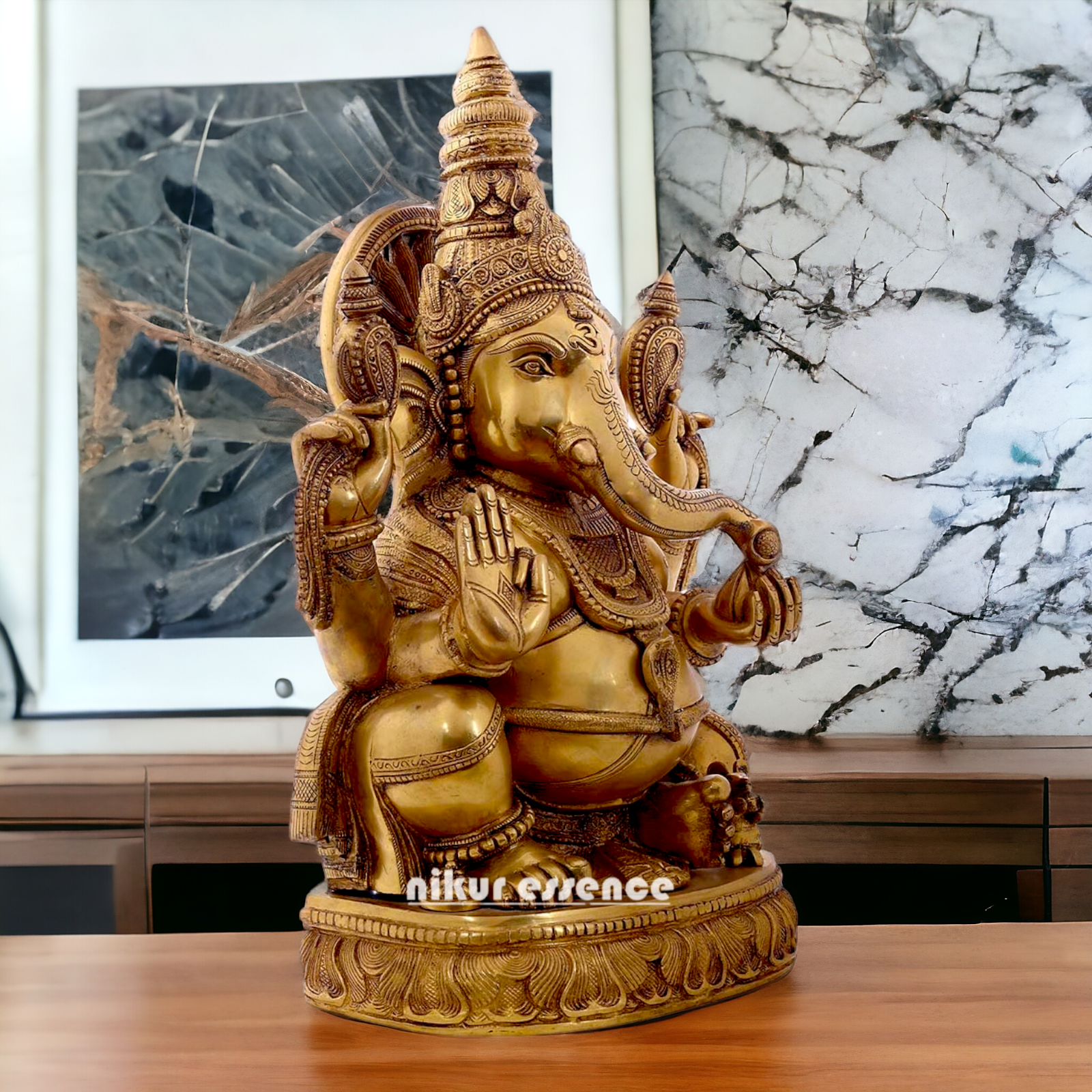 Large Ganesha Sitting with Blessing statue - 21 inches