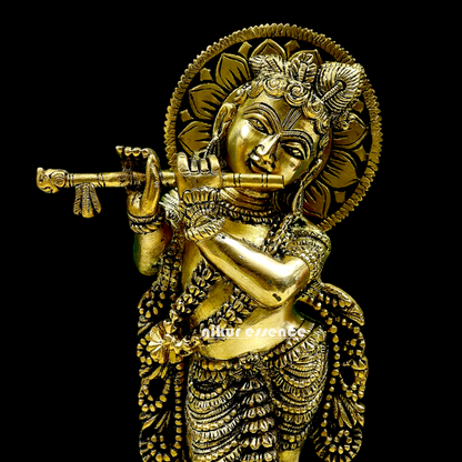 Solid brass Krishna Standing idol - 12 inches