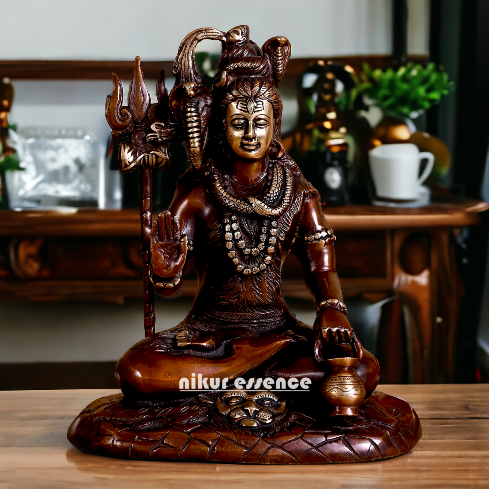 Large Shiva Sitting Meditation Brass Idol - 10 inches