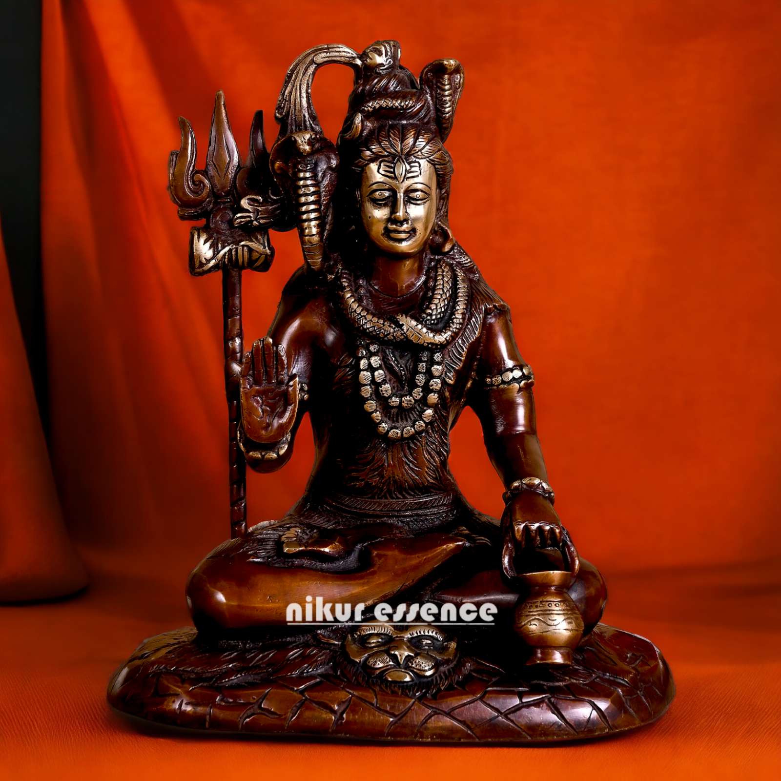 Large Shiva Sitting Meditation Brass Idol - 10 inches