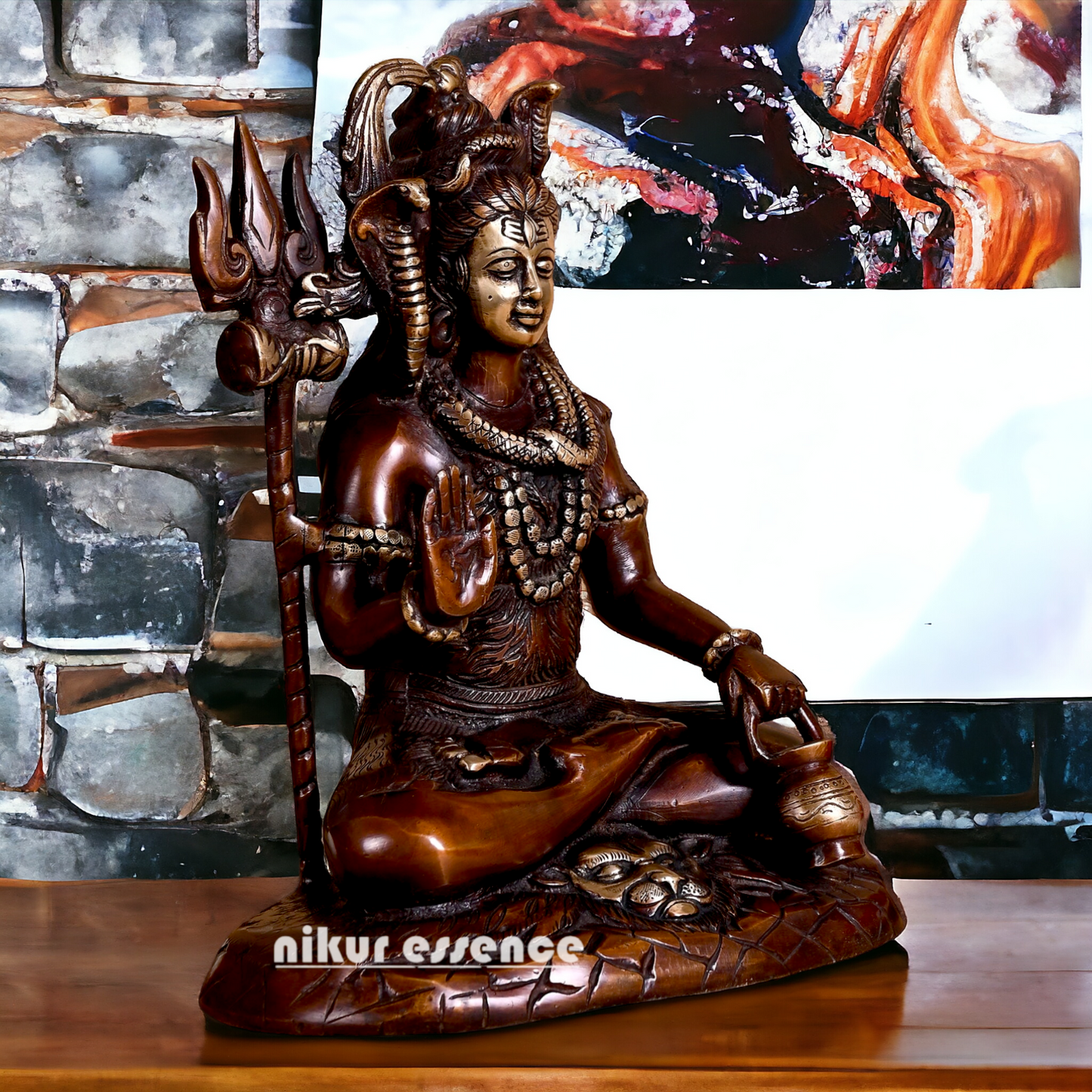 Large Shiva Sitting Meditation Brass Idol - 10 inches