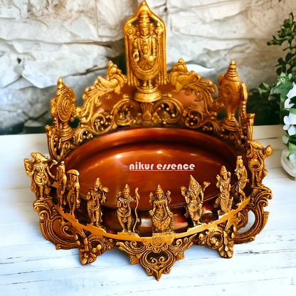 Shop Solid Brass Dashavatar with Balaji Urli Bowl - 18 inches