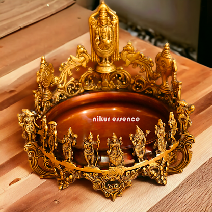 Shop Solid Brass Dashavatar with Balaji Urli Bowl - 18 inches