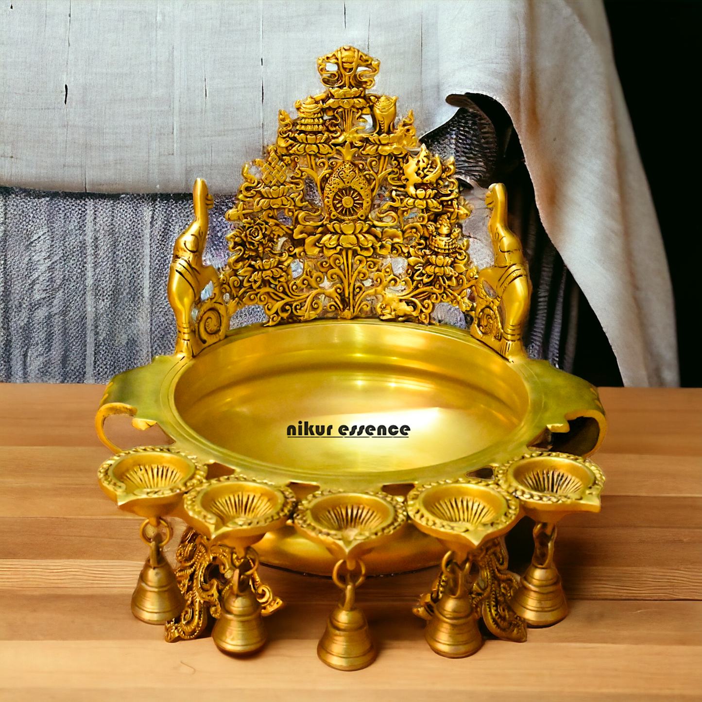 Buy Solid Brass Urli With Bells - 13.5 inches Height Idols Nikuressence