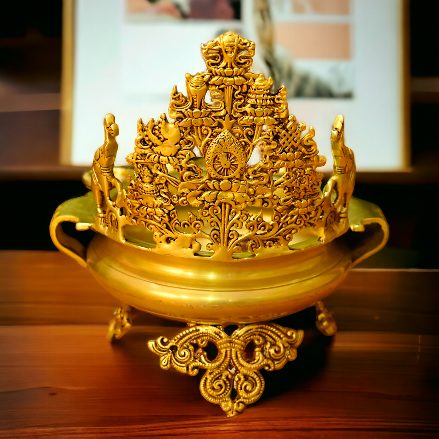 Buy Solid Brass Urli With Bells - 13.5 inches Height Idols Nikuressence