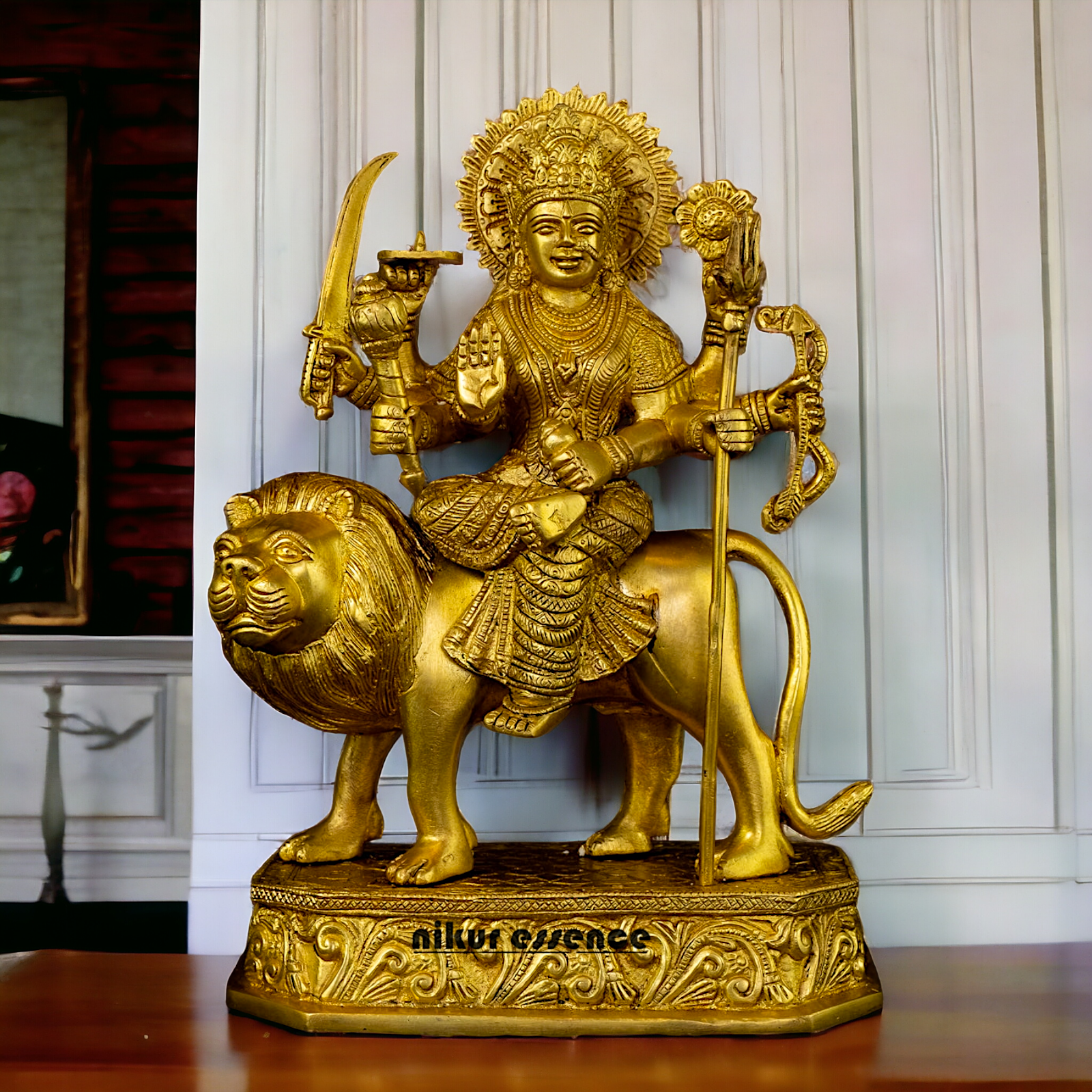 Superfine Brass Beautiful Sherawali Durga Maa - 31 cm