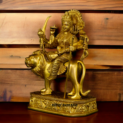 Superfine Brass Beautiful Sherawali Durga Maa - 31 cm