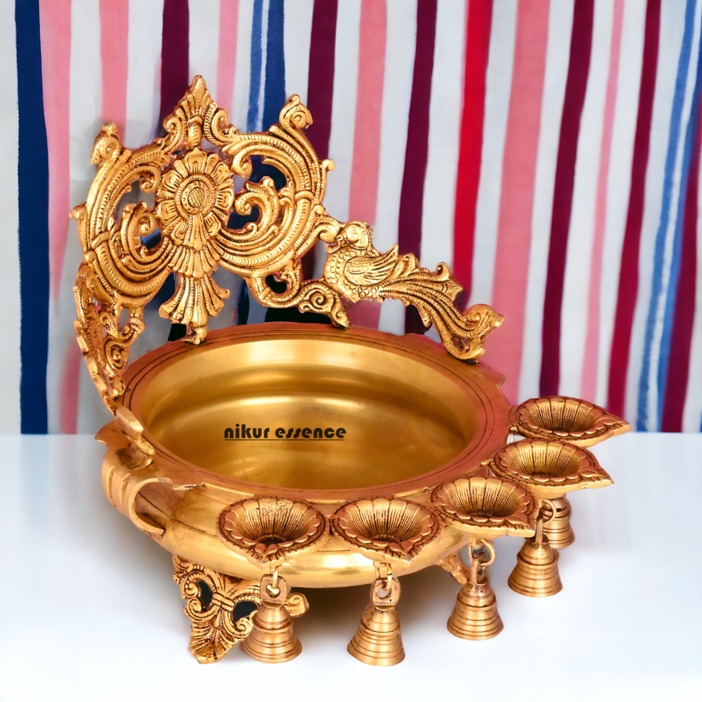 Online Pure Brass Urli Diya with Bells - 11.5 inch