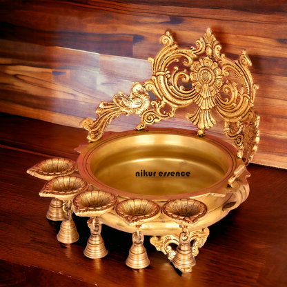 Online Pure Brass Urli Diya with Bells - 11.5 inch