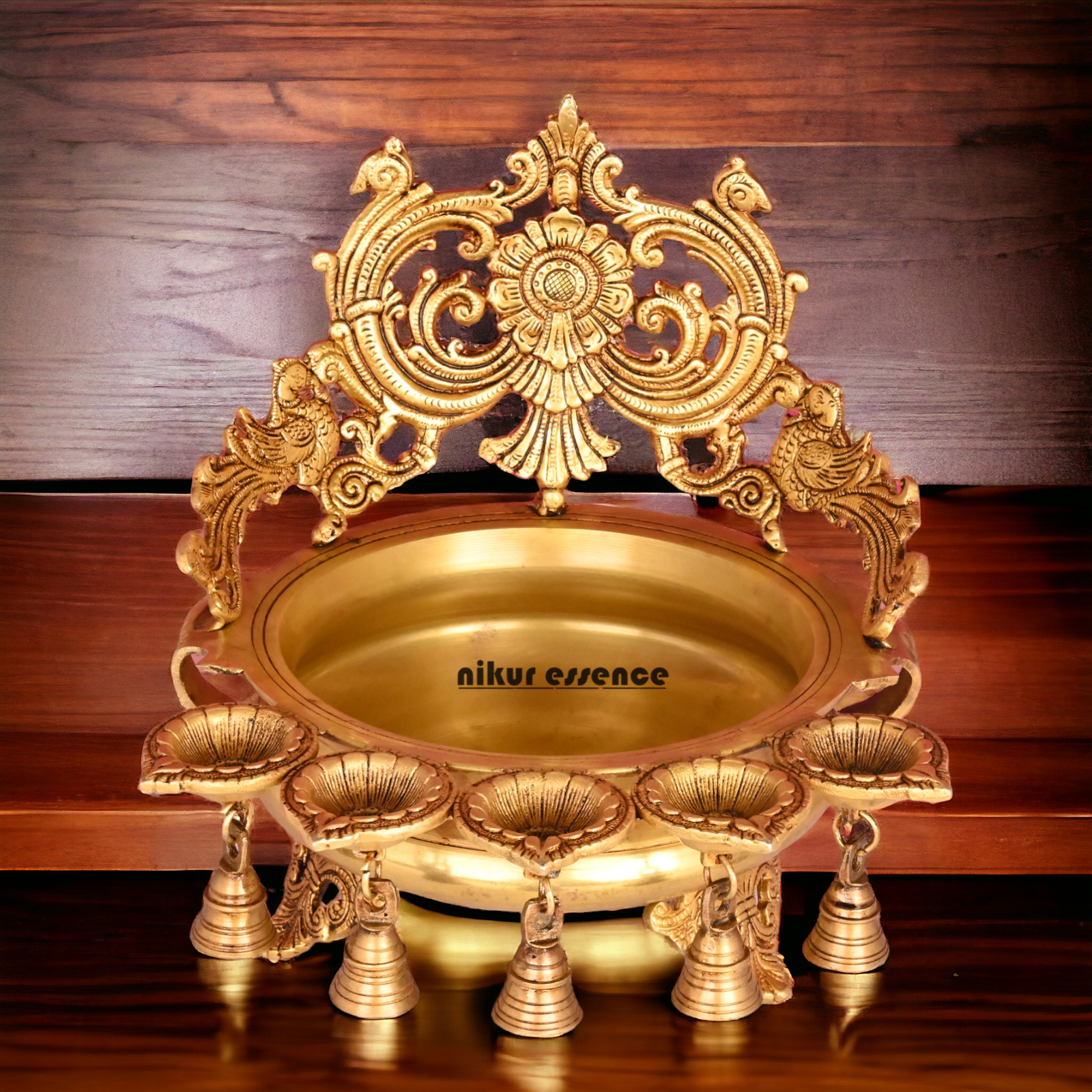 Online Pure Brass Urli Diya with Bells - 11.5 inch