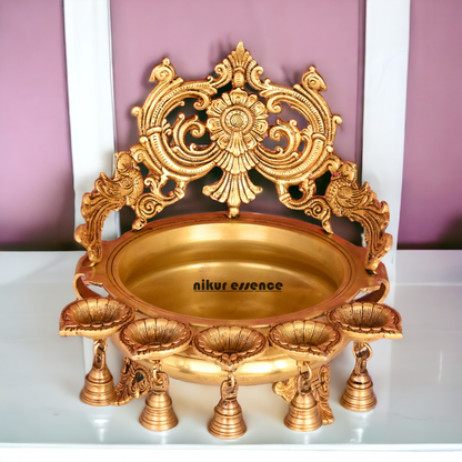 Online Pure Brass Urli Diya with Bells - 11.5 inch