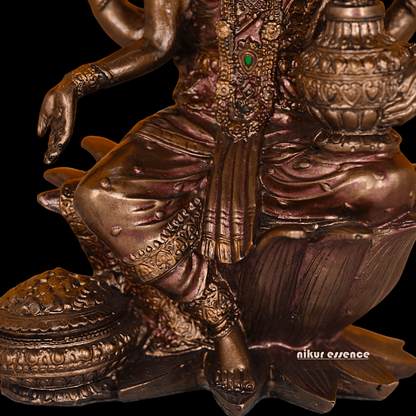 Bronze Lakshmi statue Seated on Lotus - Handcrafted Hindu Sculpture for Prosperity and Blessings