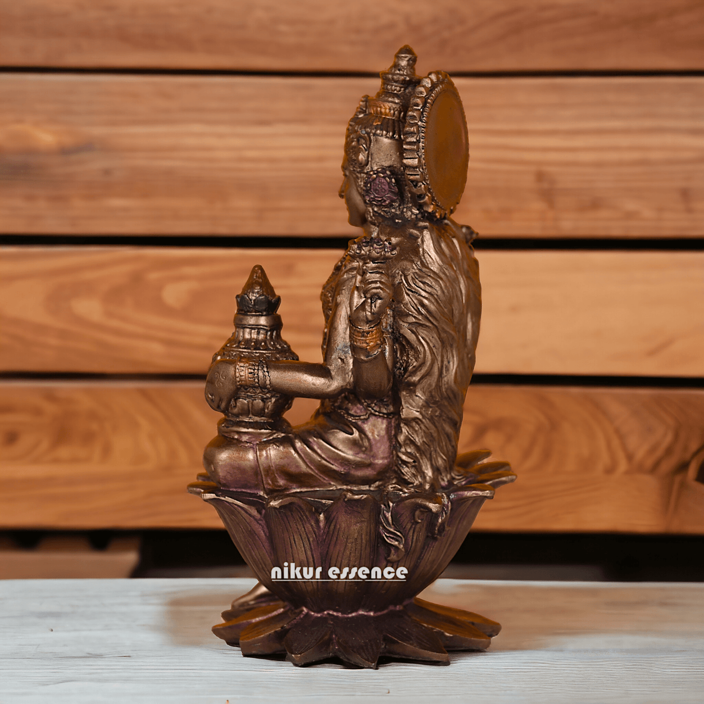 Bronze Lakshmi statue Seated on Lotus - Handcrafted Hindu Sculpture for Prosperity and Blessings