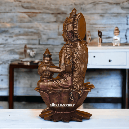 Bronze Lakshmi statue Seated on Lotus - Handcrafted Hindu Sculpture for Prosperity and Blessings