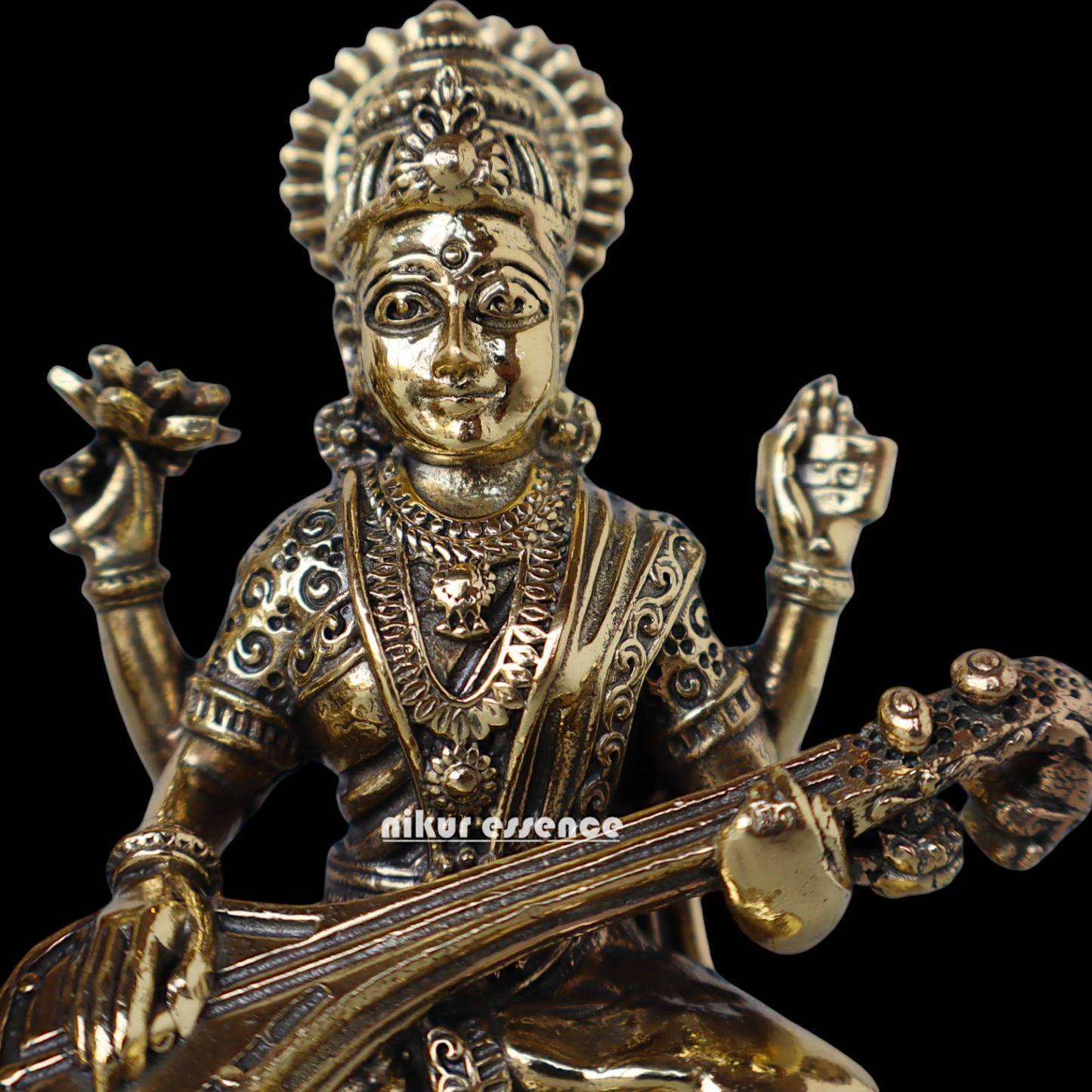 Buy Superfine Brass Ganesh Lakshmi Saraswati Sitting Idol - 2.756 inches