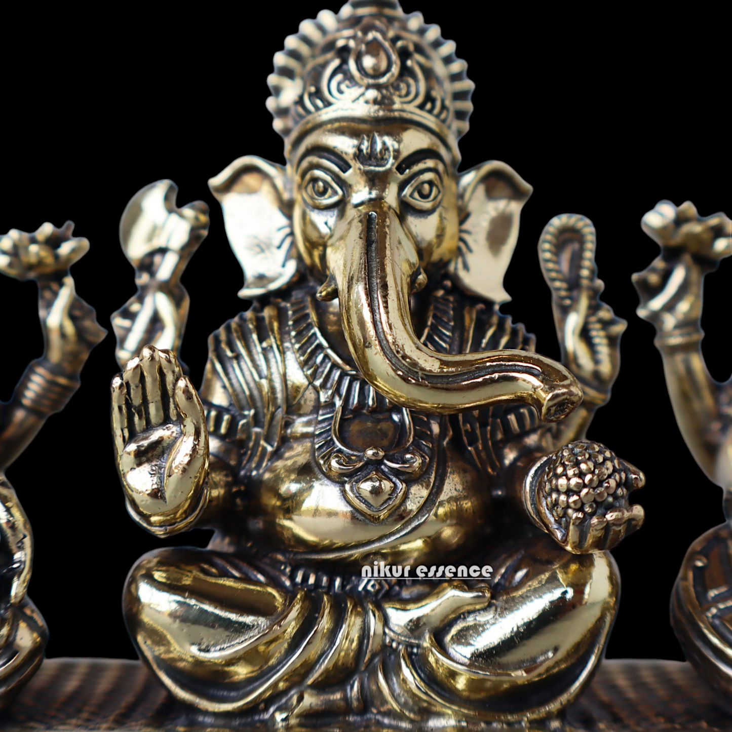 Buy Superfine Brass Ganesh Lakshmi Saraswati Sitting Idol - 2.756 inches