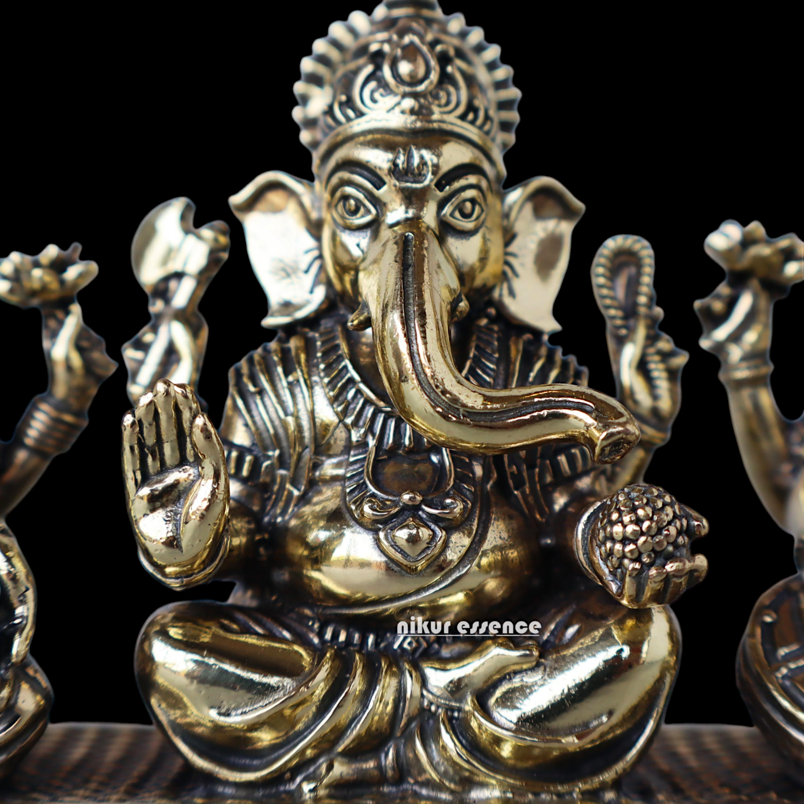 Buy Superfine Brass Ganesh Lakshmi Saraswati Sitting Idol - 2.756 inches