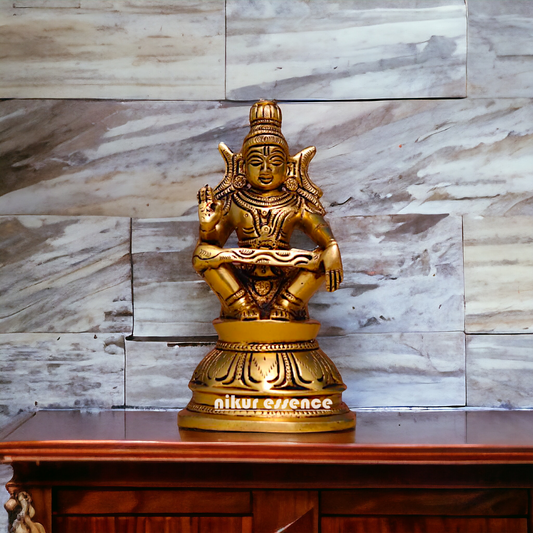 Brass Ayyappa Swamy Kartikeya brass idol - 6.1 Inches