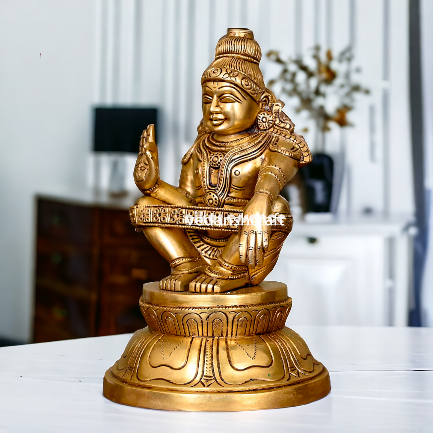 Lord Ayyappa Ayyappan Swamy Murugan brass idol - 9.5 Inches