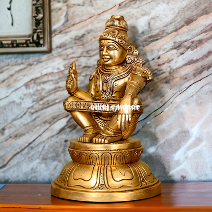 Lord Ayyappa Ayyappan Swamy Murugan brass idol - 9.5 Inches