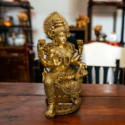 Goddess Lakshmi Maa Sitting on Lotus Solid brass idol - 25 inches