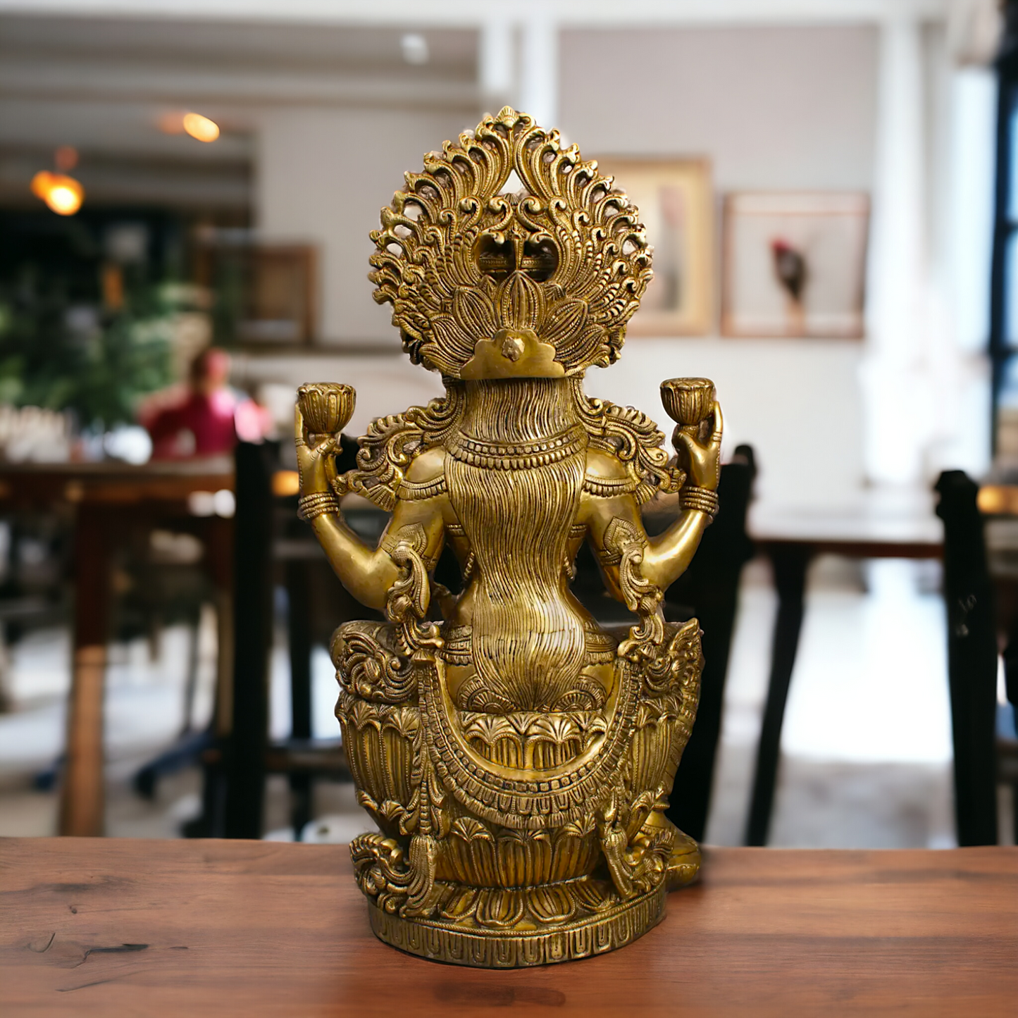 Goddess Lakshmi Maa Sitting on Lotus Solid brass idol - 25 inches