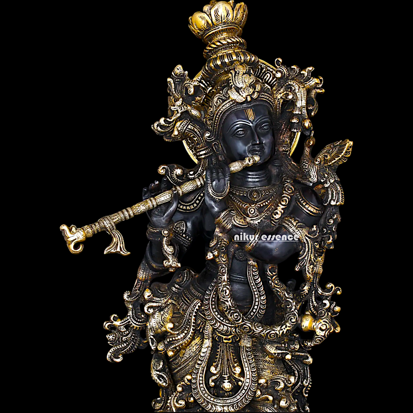 Big Krishna Murli with Playing Flute Brass idol - 26 inches