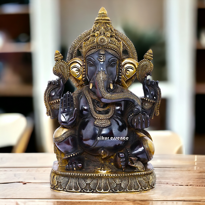 Big Ganesha Vinayaka Sitting Brass idol - 19 inches