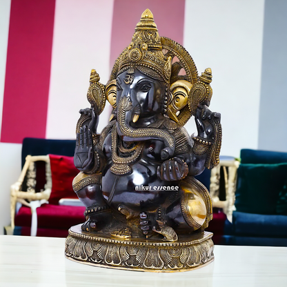 Big Ganesha Vinayaka Sitting Brass idol - 19 inches