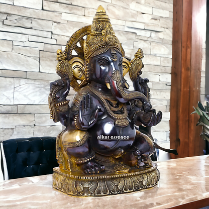 Big Ganesha Vinayaka Sitting Brass idol - 19 inches