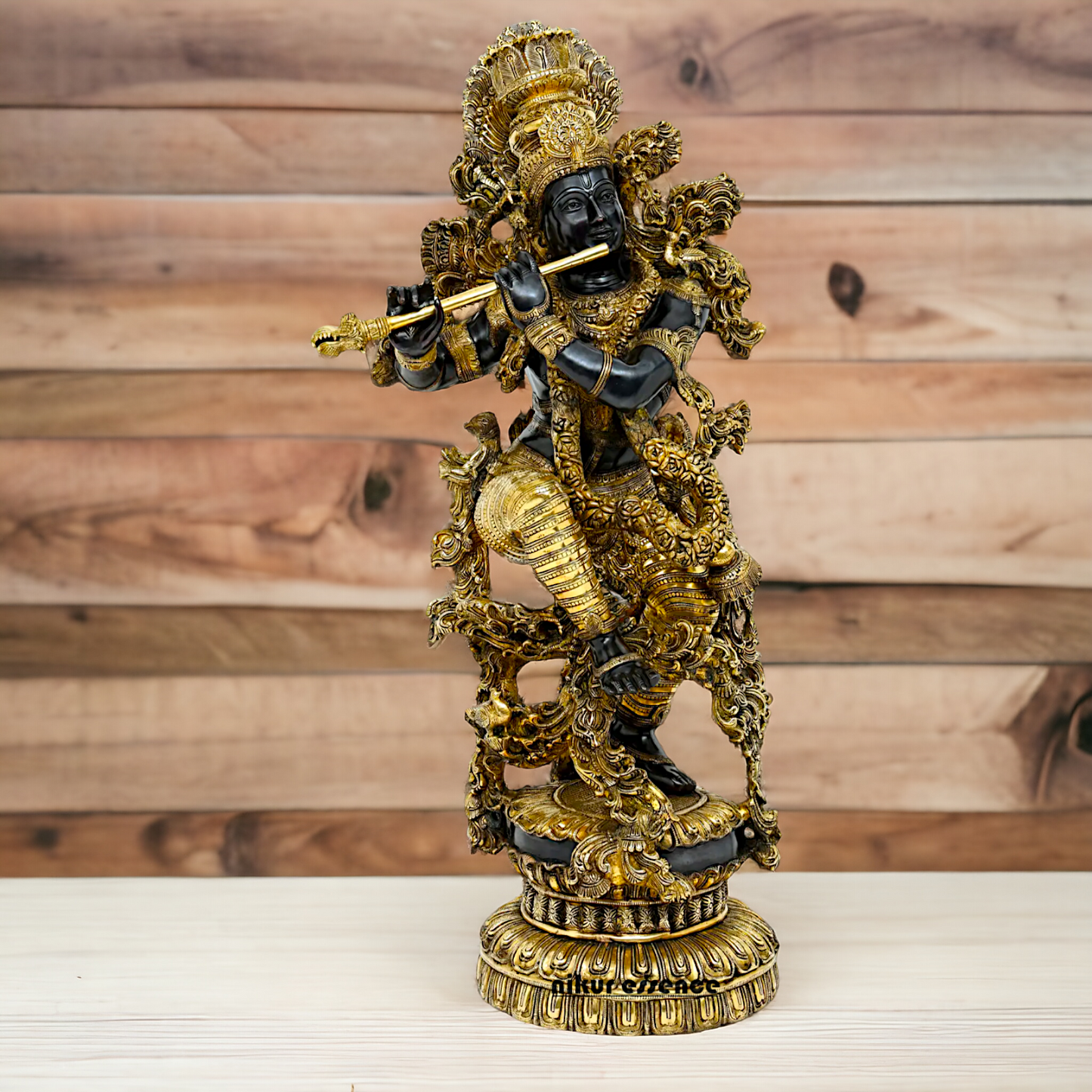 Big Krishna Standing Playing Flute Brass statue - 43 inches