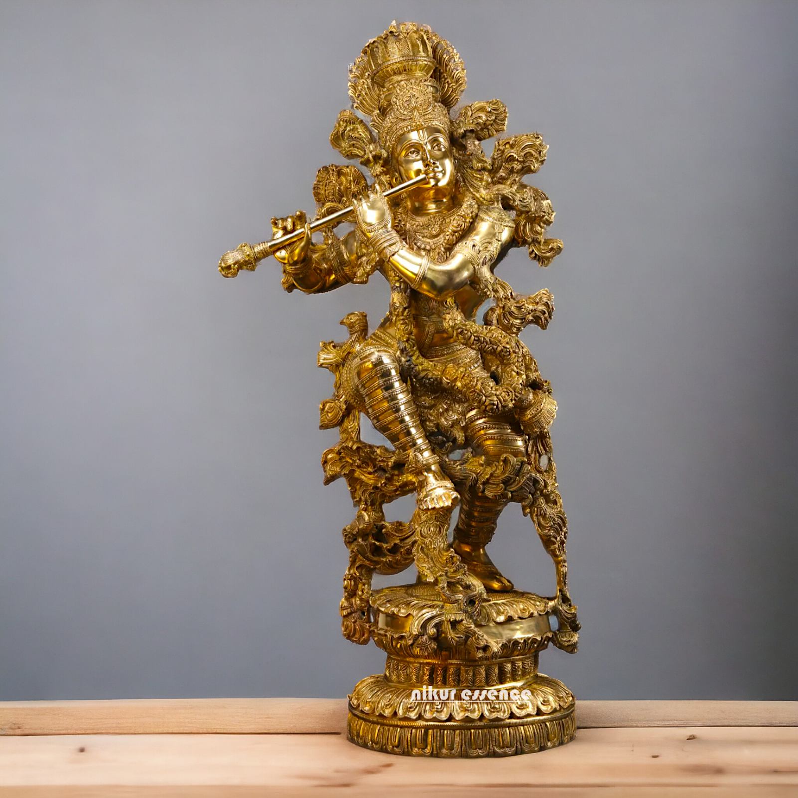 Lord Krishna Standing Playing Flute Solid Brass statue - 43 inches