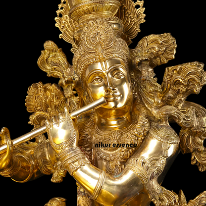 Lord Krishna Standing Playing Flute Solid Brass statue - 43 inches