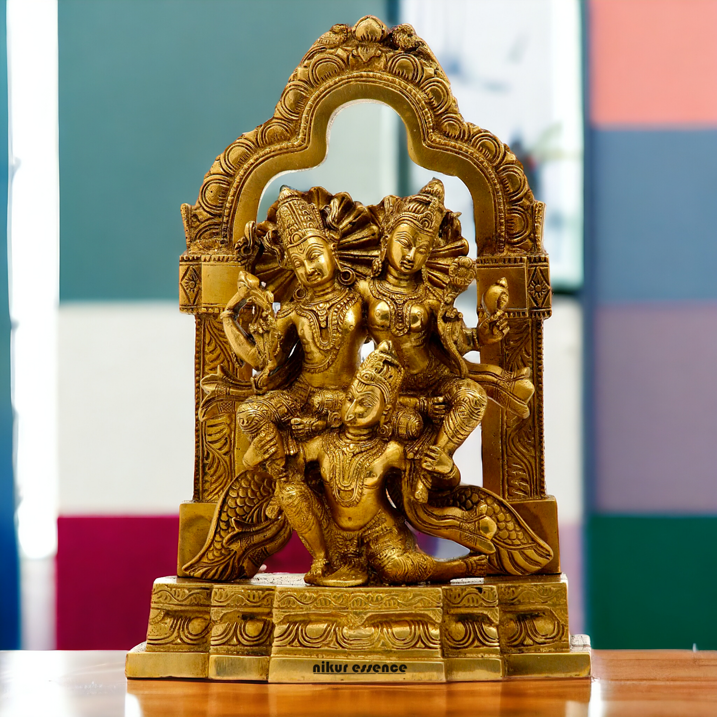 Buy Lakshmi Narayana with Garuda solid Brass statue - 12 inches