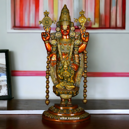 Lord Tirupati Balaji with Goddess Lakshmi Brass idol - 34 inches