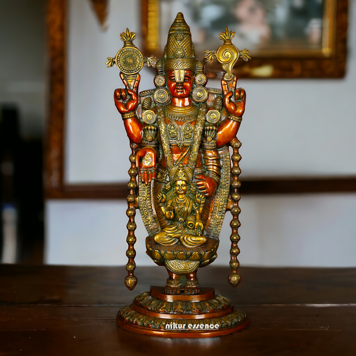 Lord Tirupati Balaji with Goddess Lakshmi Brass idol - 34 inches