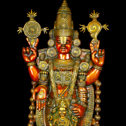 Lord Tirupati Balaji with Goddess Lakshmi Brass idol - 34 inches