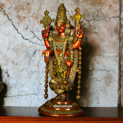 Lord Tirupati Balaji with Goddess Lakshmi Brass idol - 34 inches