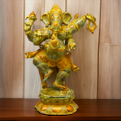 Ganesha Ganpati dancing Brass pital ki murti - 33 Inches