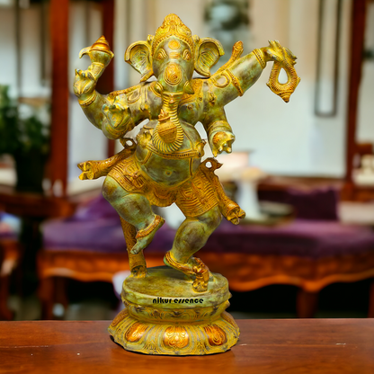 Ganesha Ganpati dancing Brass pital ki murti - 33 Inches