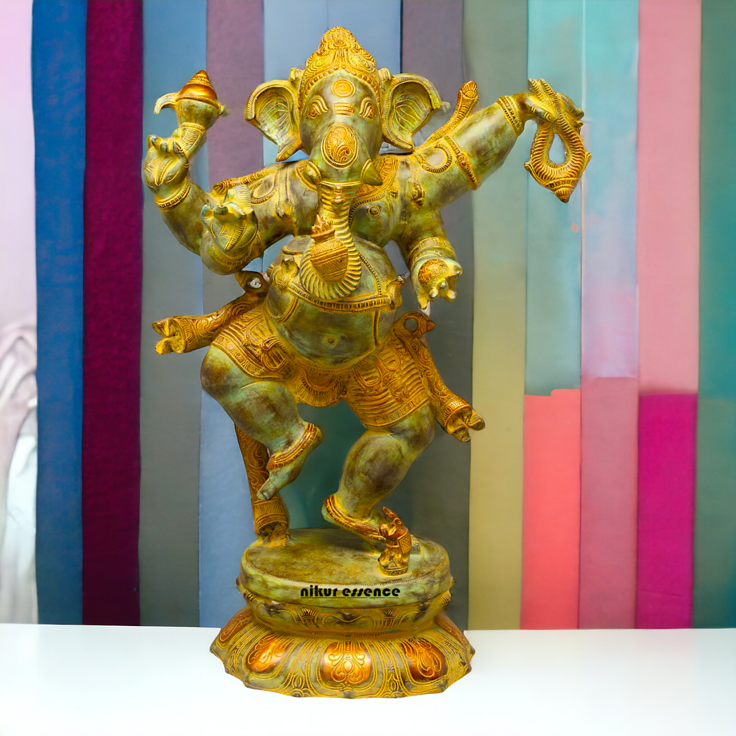 Ganesha Ganpati dancing Brass pital ki murti - 33 Inches