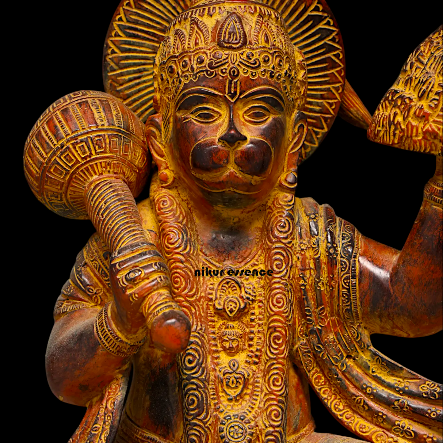 Hanuman Heaving sanjeevni mount Brass idol - 15 Inches